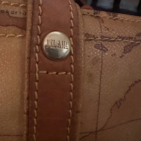 Alviero Martini Prima ClasseTan and Brown Leather Tote Bag with World Map Design - Picture 7 of 15